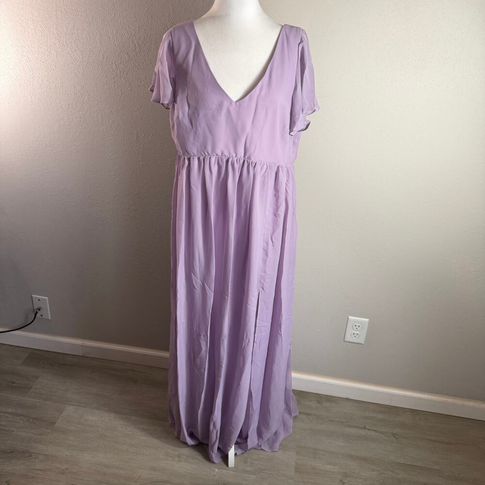NWT Birdy Grey Hannah Chiffon Dress Lavender Bridesmaid Women XL Feminine Formal